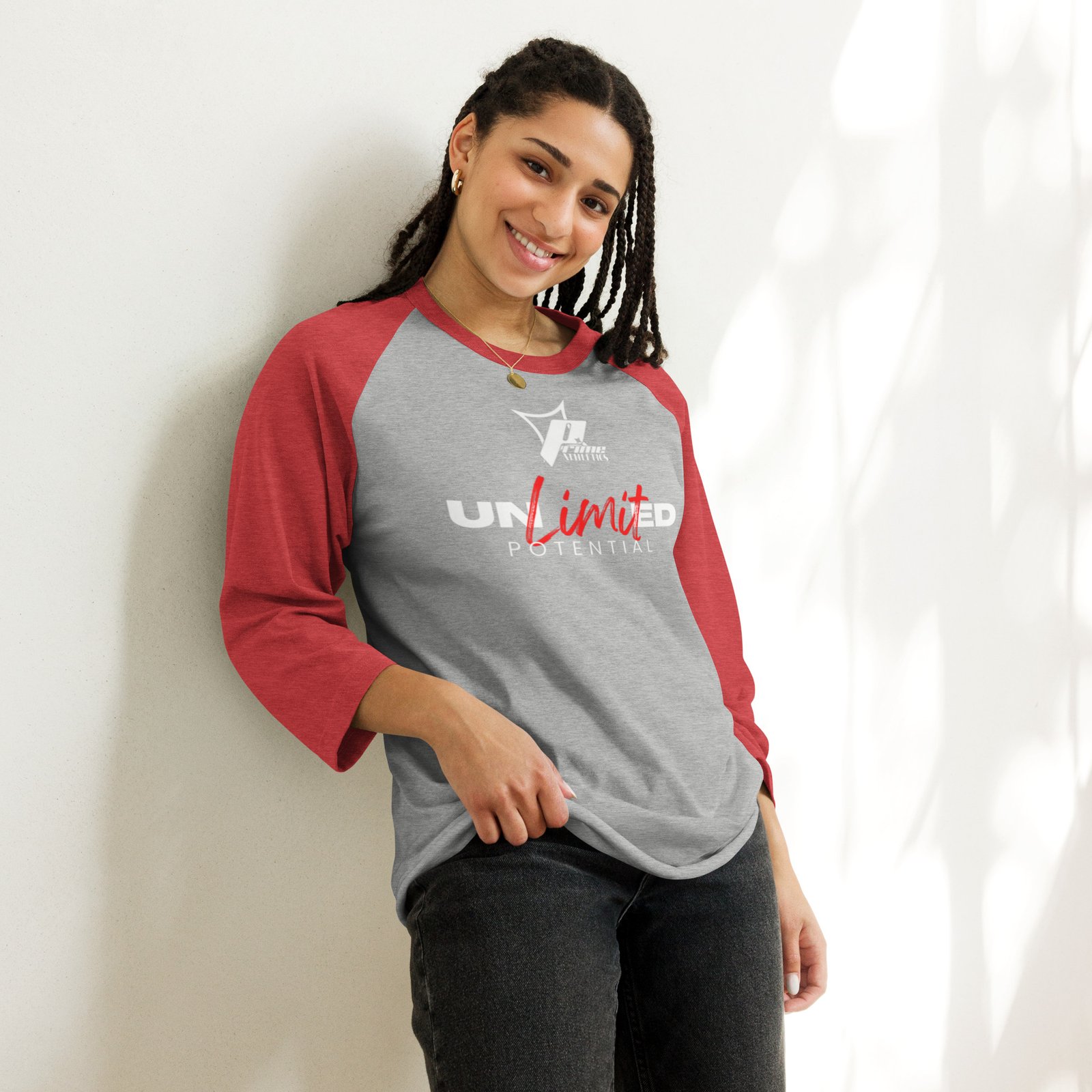 "Prime Unlimited" Adult Unisex 3/4 sleeve raglan shirt